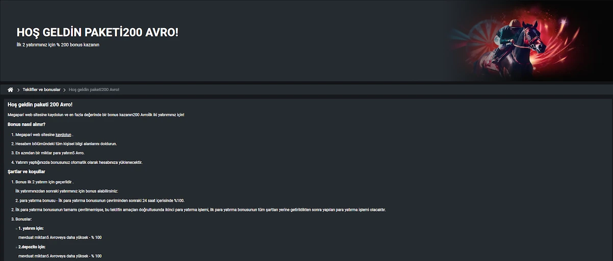 Megapari Hoş Geldin Bonusu Megapari Hoş Geldin Bonusu görseli